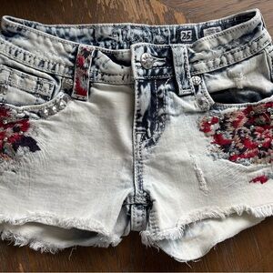 Embroidered Denim Shorts